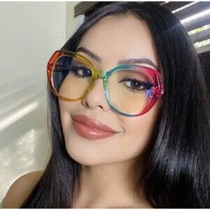 54716 Fashion Ladies Anti-Blue Light Glasses Frame Women TR90 Large Frame Rainbo
